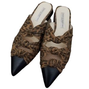 Enzo Di Martini Leopard Knot Mules Size 7